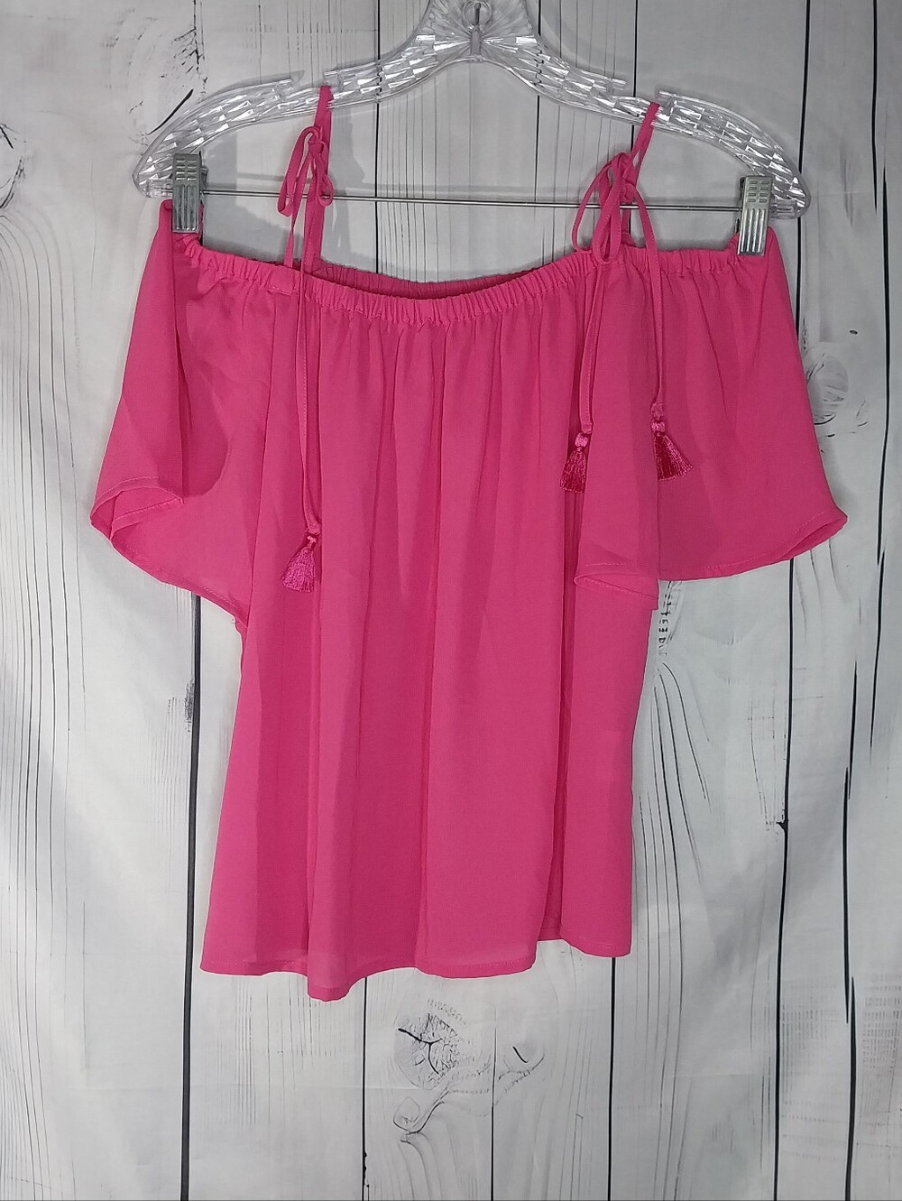J.Crew Preppy Off The Shoulder With Tassel-Tie Flounce Sleeves Spring Top NWT